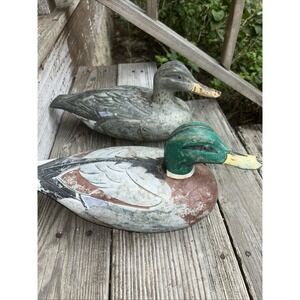 VICTOR DUCK DECOY MALLARD PAIR Mod D-9Vintage 1967 Male/Female Woodstream Co USA